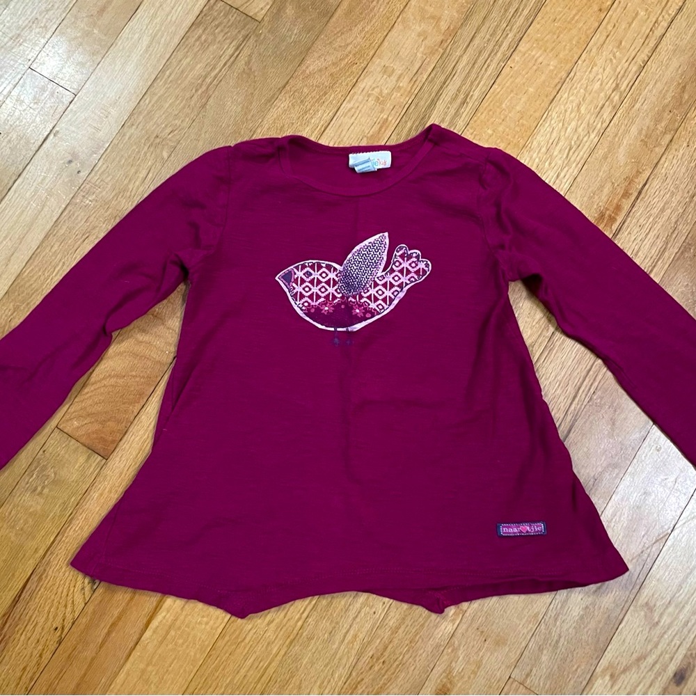 Naartjie kids vintage magenta shirt blouse bird flare size XL 7 7-8